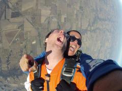 Upside down over the landing zone in Caddo Mills.