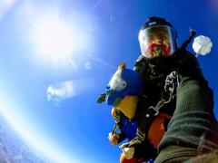 Skydivers near Lake Ray Hubbard.