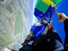 Skydivers Steering toward the landing zone.