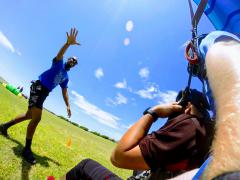 Dallas Skydive Center - Skydivers moments after they land on the ground.