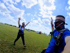 Dallas Skydive Center - Two men moments after they land.