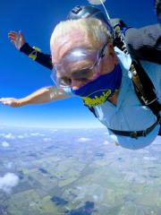 Dallas Skydive Center - An older man skydiving.