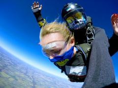 Tandem jumpers 10,000 feet above Texas.